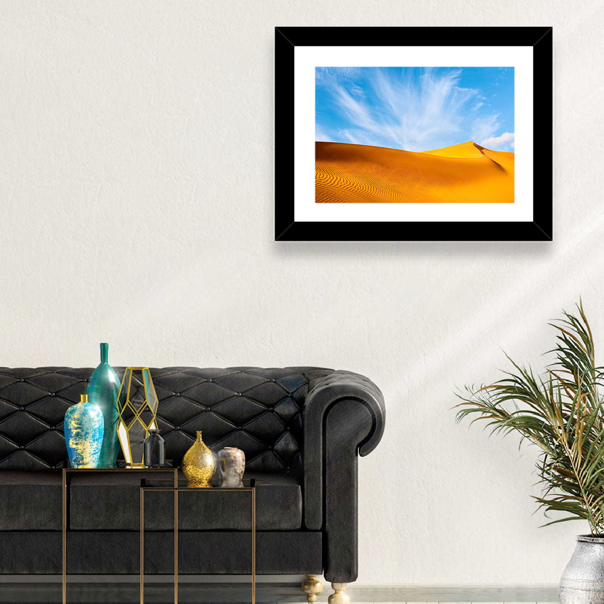 Rippled Sahara Dunes Wall Art in a room, landscape