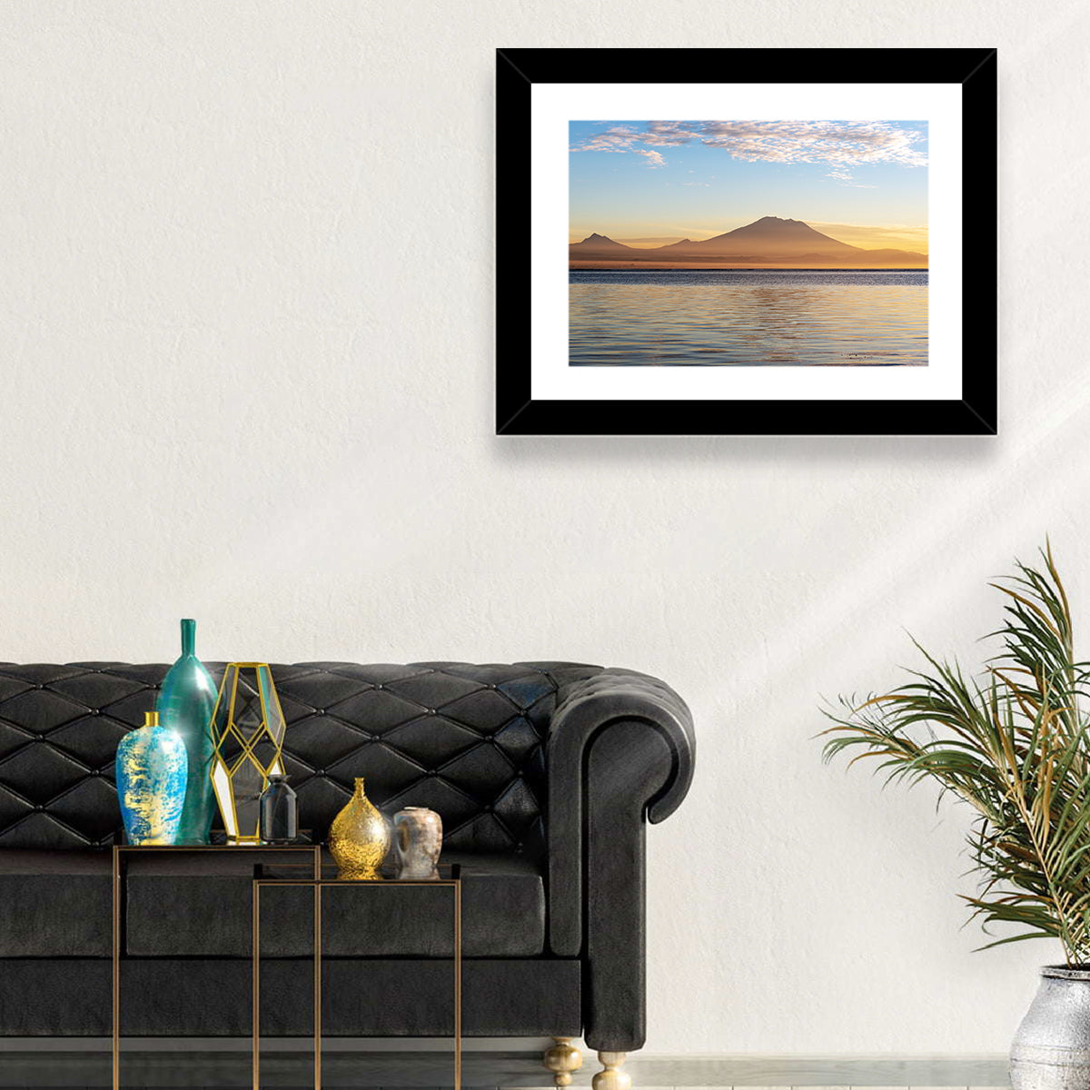 Mount Agung Sunrise Wall Art in a room, landscape