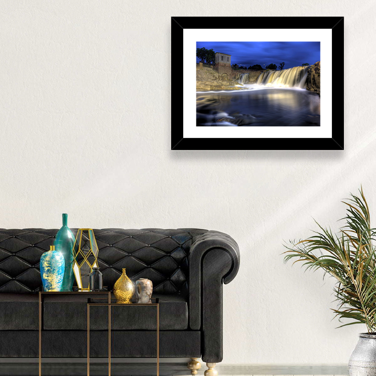 Queen Bee Mill Waterfall Wall Art in a room, landscape