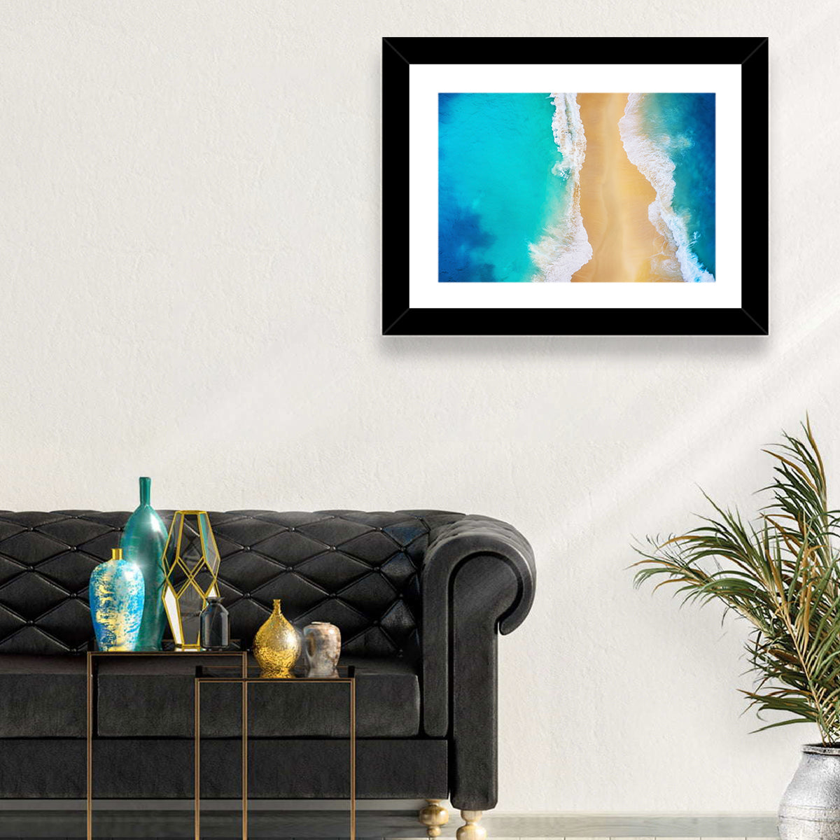 Nusa Penida Turquoise Beach Wall Art in a room, landscape