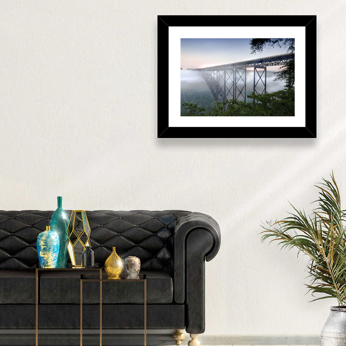 New River Gorge Bridge at Dawn Wall Art in a room, landscape