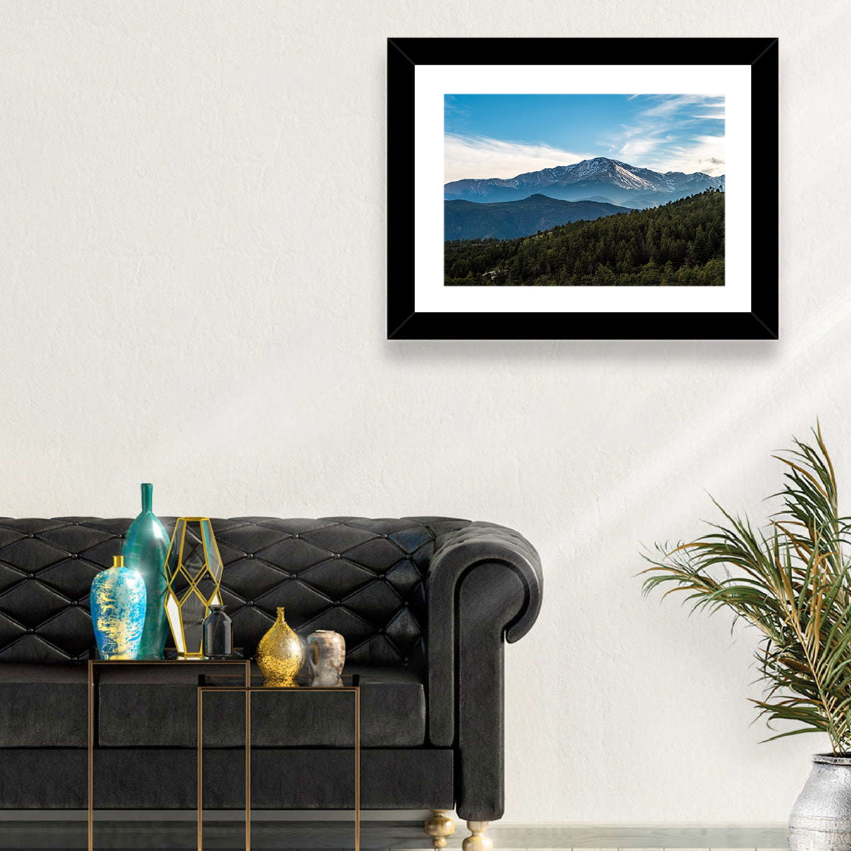 Pikes Peak Mountain Landscape Wall Art in a room, landscape