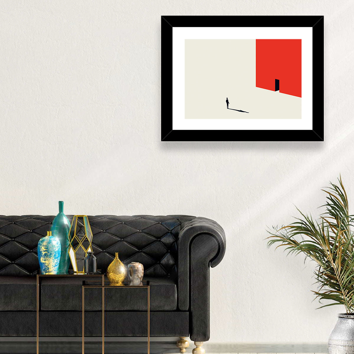 Solitary Figure with Red Door Wall Art