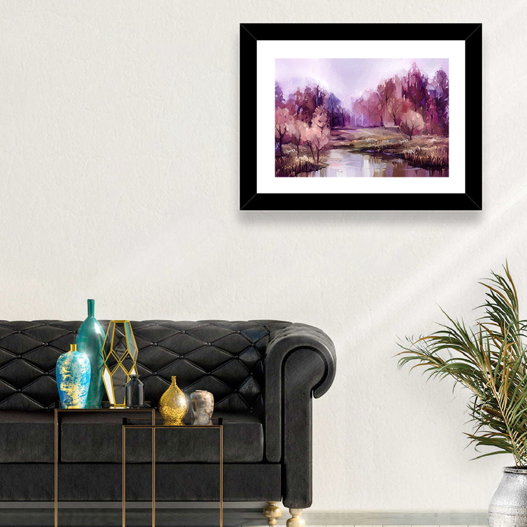 Lavender Autumn Forest Watercolor Wall Art