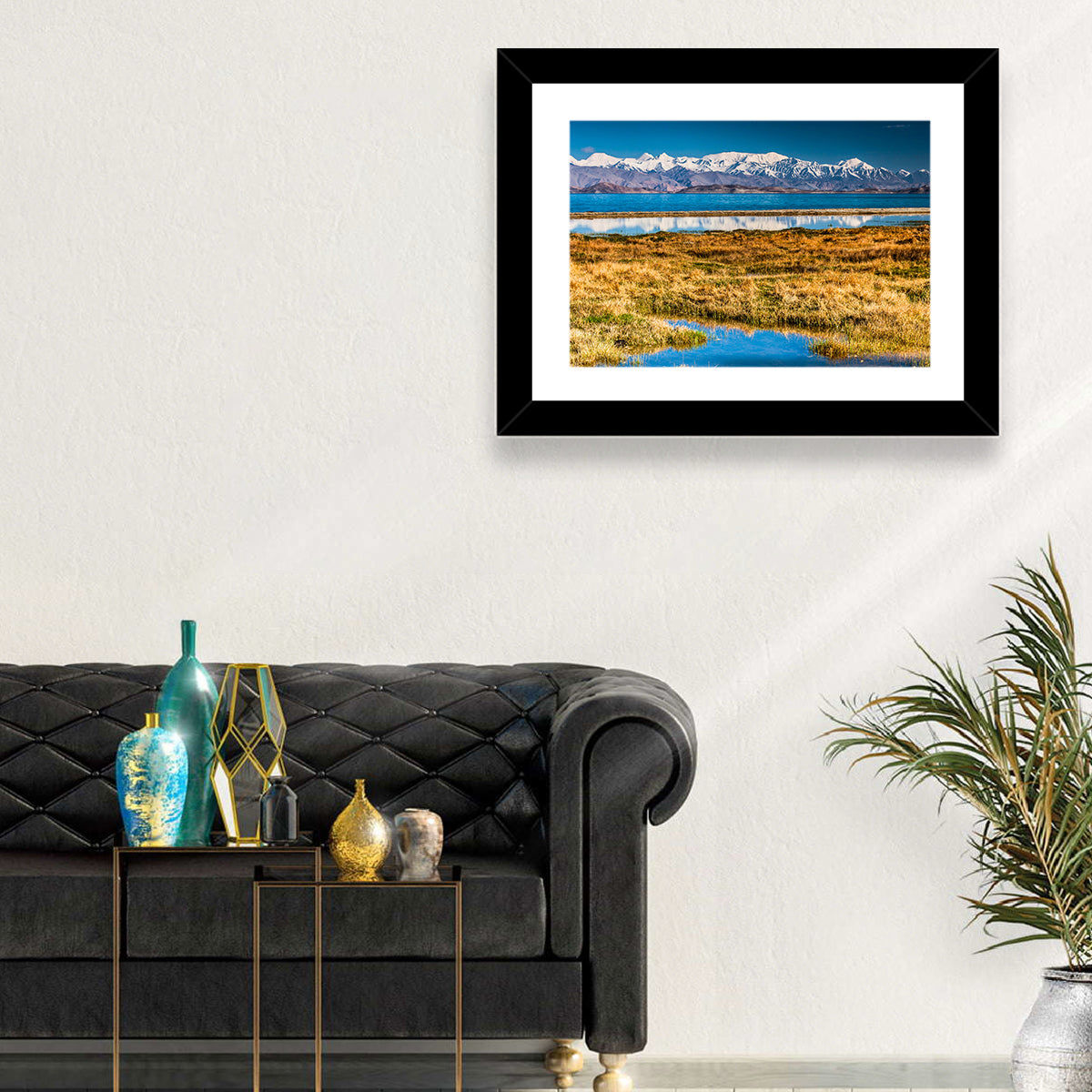 Karakul Lake Reflections Wall Art in a room, landscape