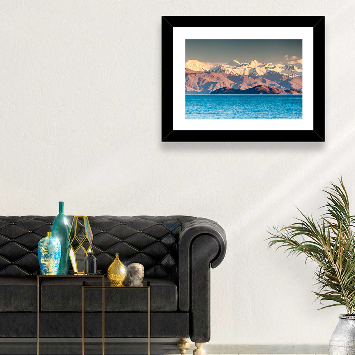 Karakul Lake at Golden Hour Wall Art in a room, landscape