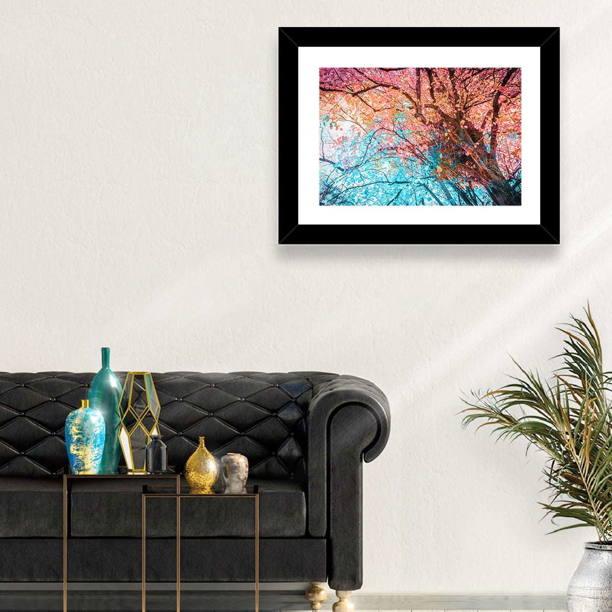 Autumn Canopy Abstract Wall Art in a room, landscape