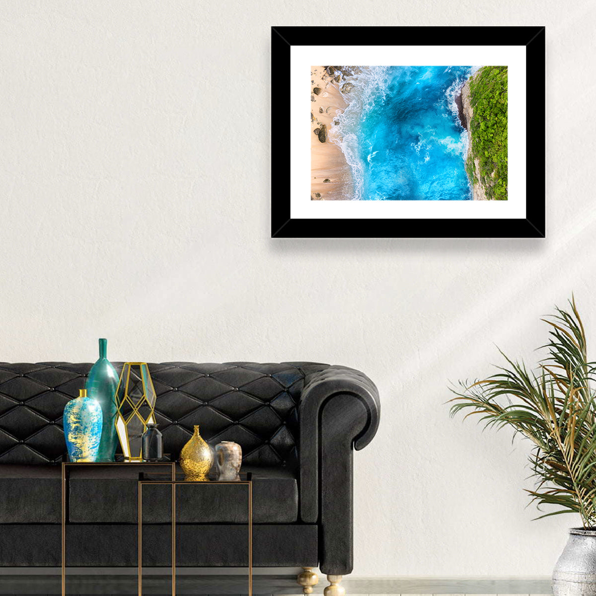 Aerial Turquoise Beach Cliffs Wall Art