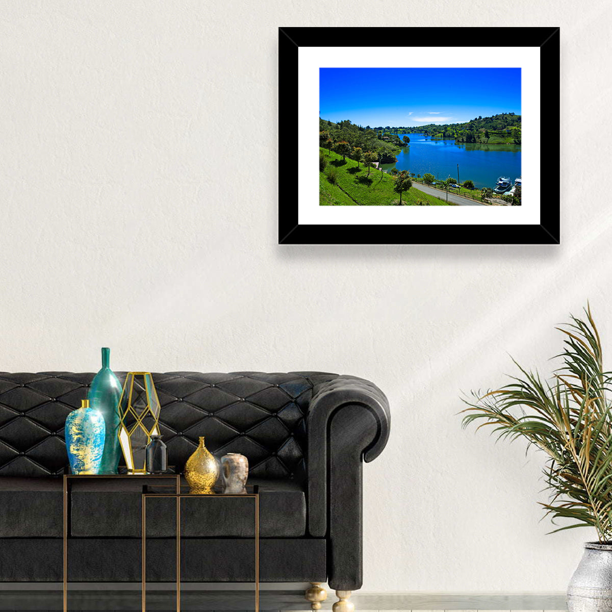 Santa Fe De Antioquia Lake View Wall Art in a room, landscape