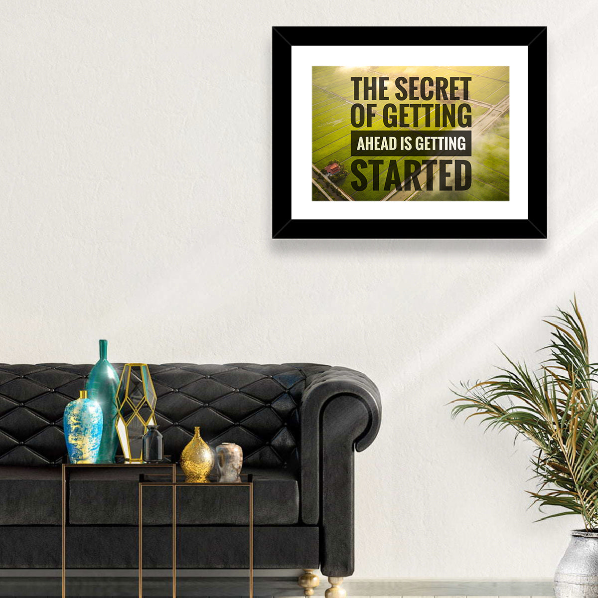 Getting Started Sunlit Farmland Wall Art in a room, landscape