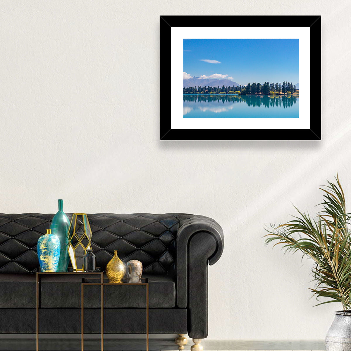 Lake Ruataniwha Reflection Wall Art in a room, landscape