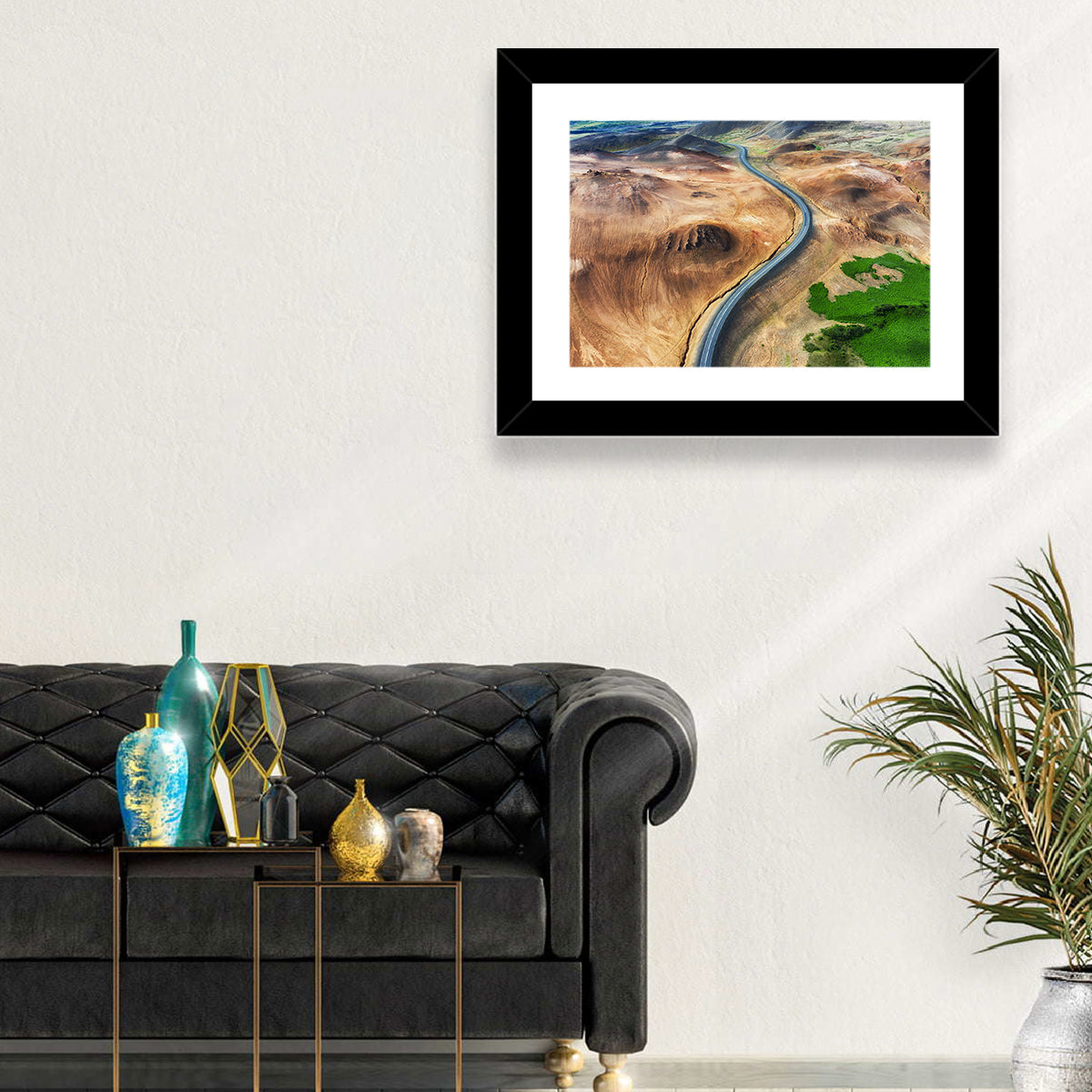 Winding Road in Geysers Valley Wall Art in a room, landscape