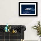 Sleek Speedboat Over Navy Sea Wall Art