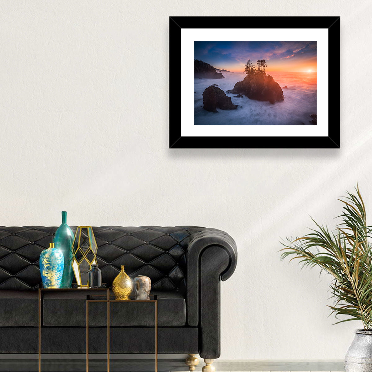 Secret Beach Sunset, Oregon Wall Art in a room, landscape