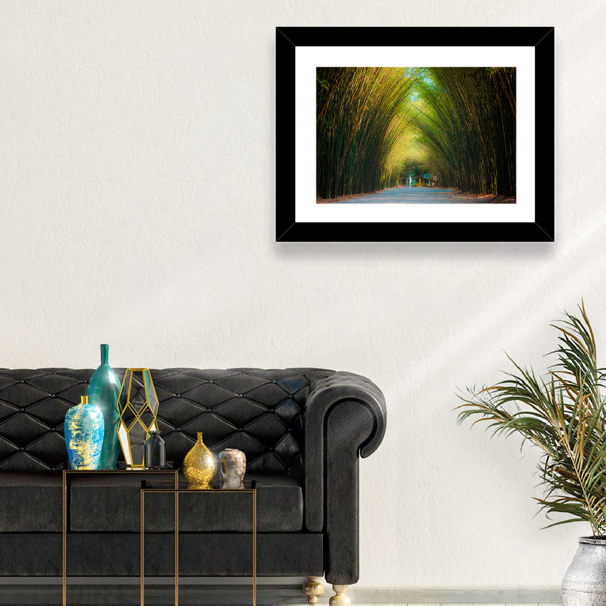 Arched Bamboo Tunnel Wall Art in a room, landscape