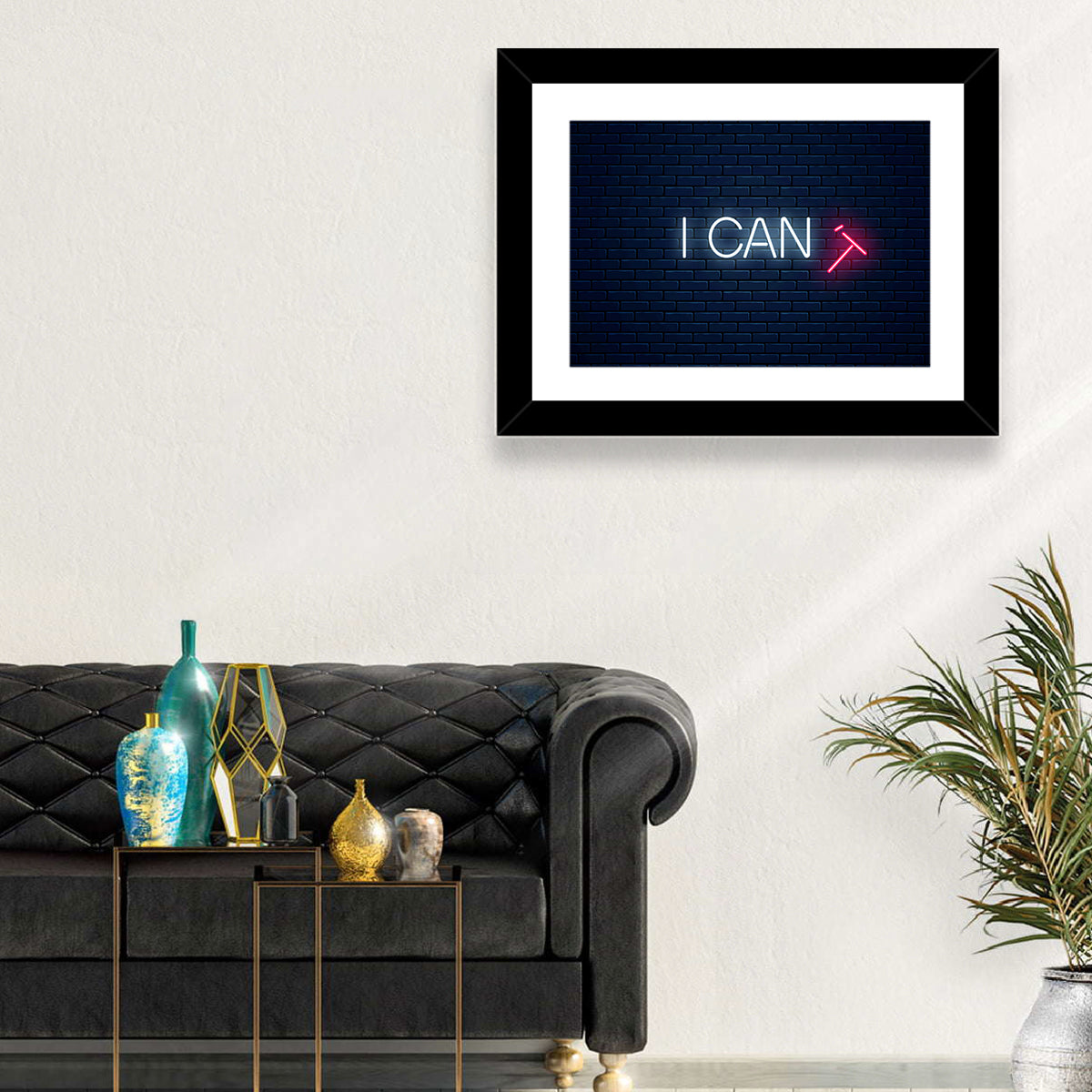 I Can Neon Sign Wall Art in a room, landscape