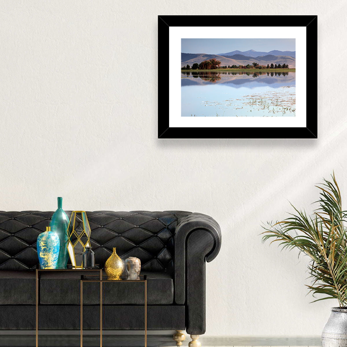 Mission Valley Lake Reflection Wall Art in a room, landscape