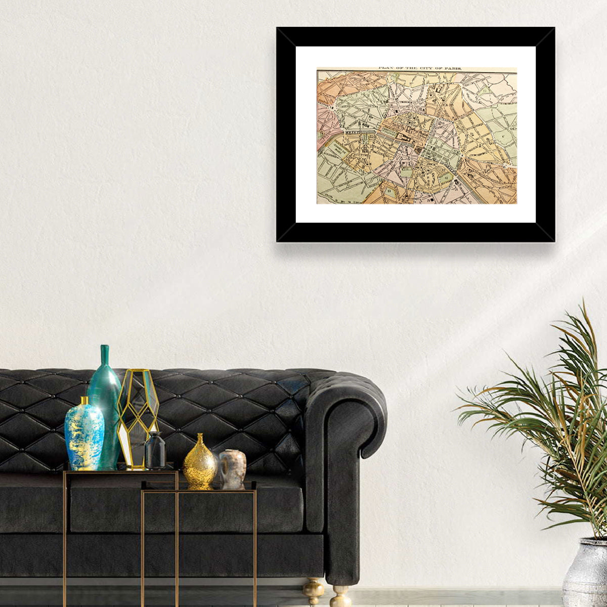 Plan of Paris Wall Art in a room, landscape