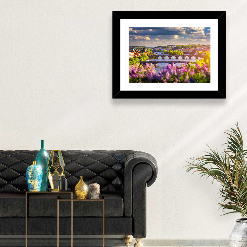 Prague Vltava Bridges in Spring Light Wall Art