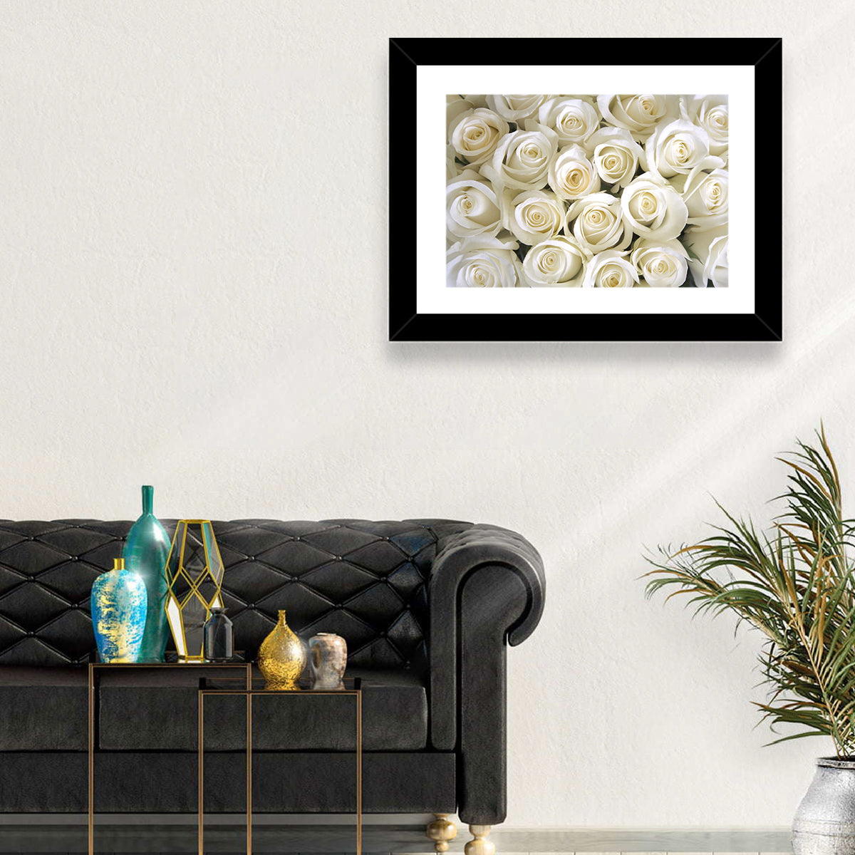 Silky Roses Wall Art in a room, landscape