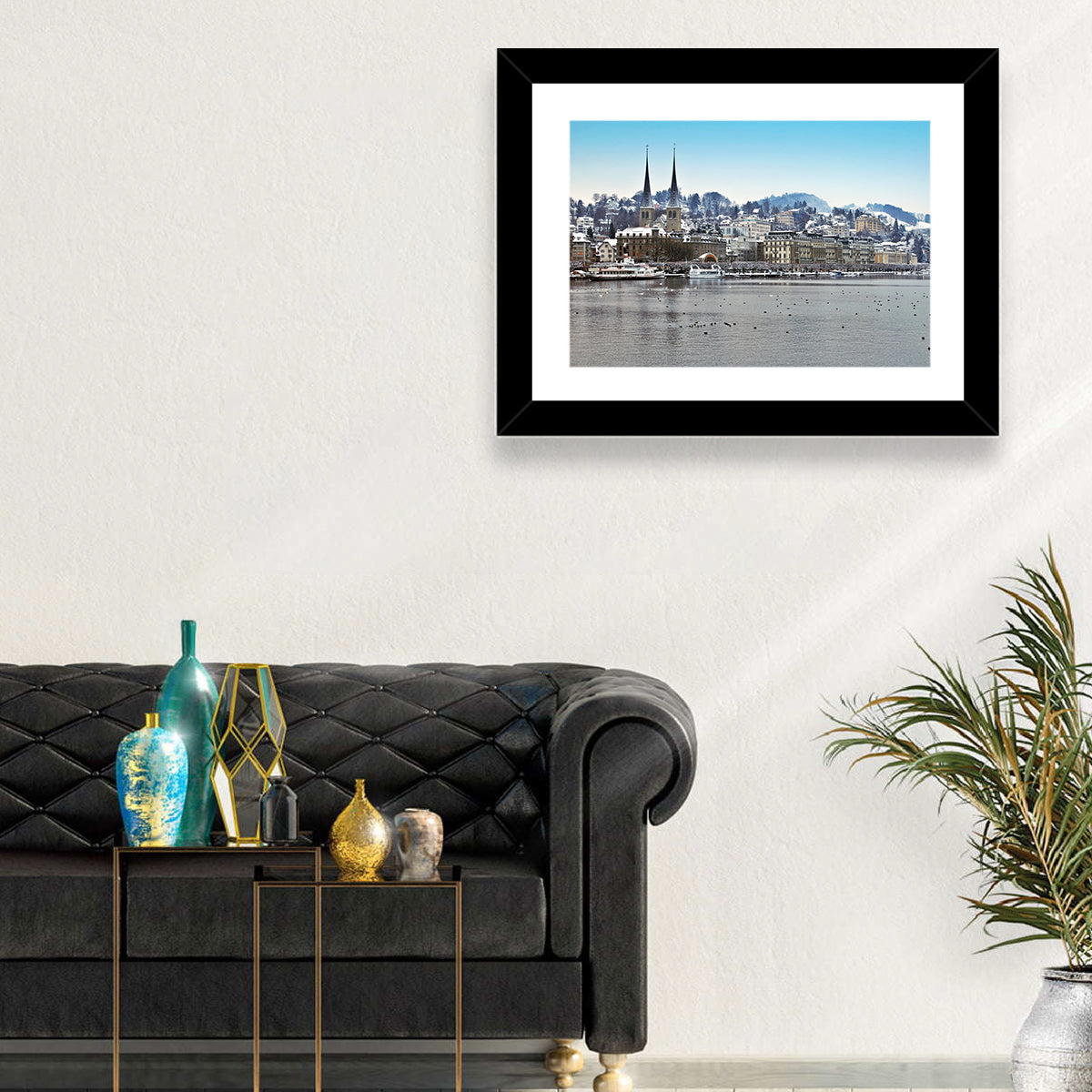 Hofkirche Lucerne Cityscape Wall Art in a room, landscape