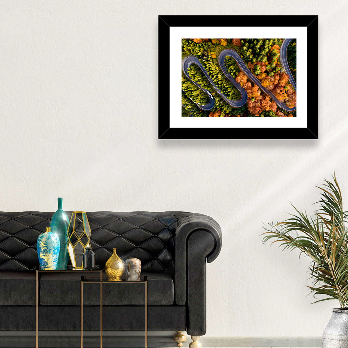Autumn Aerial Mountain Road Wall Art