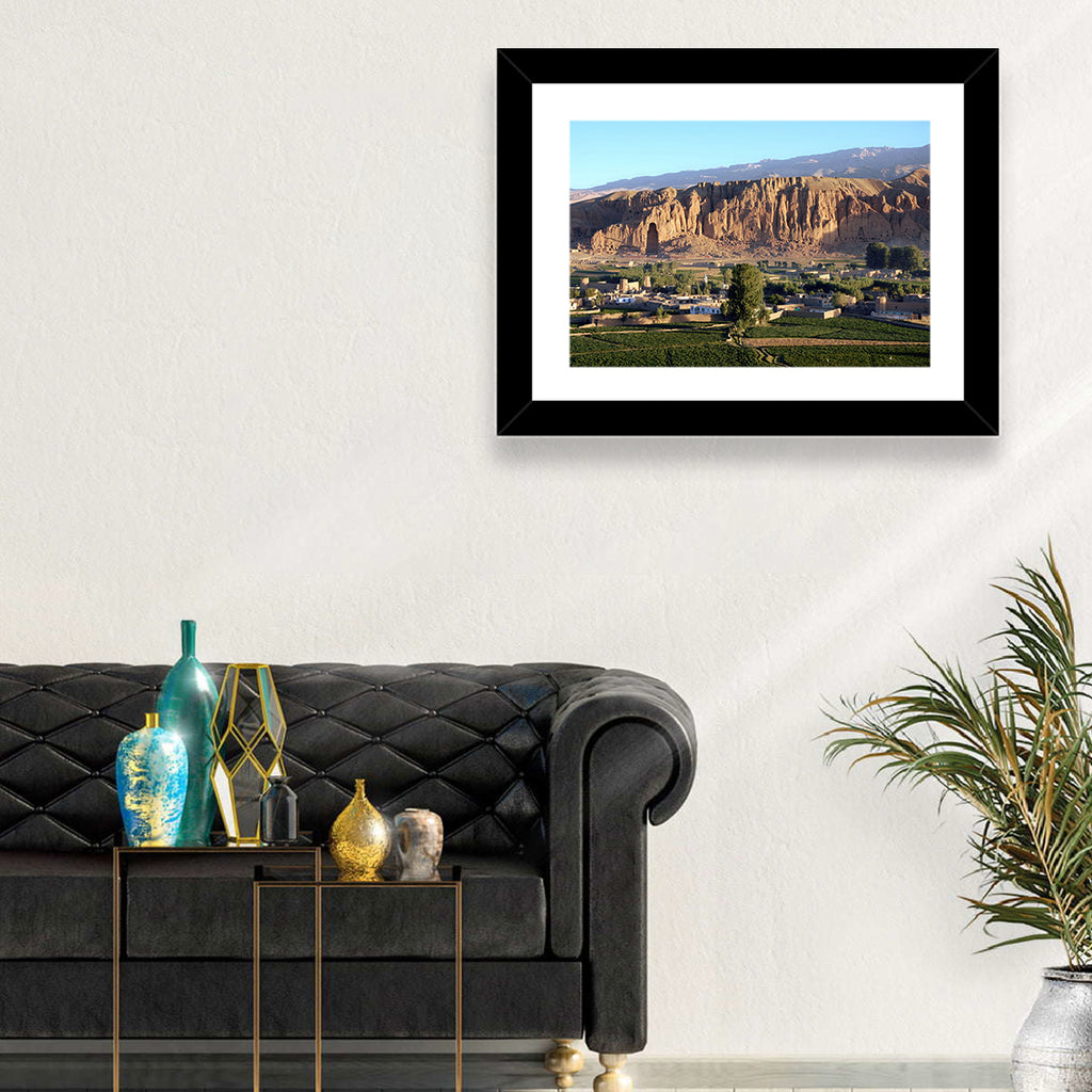 Bamiyan Valley Cliff Niche at Golden Hour Wall Art