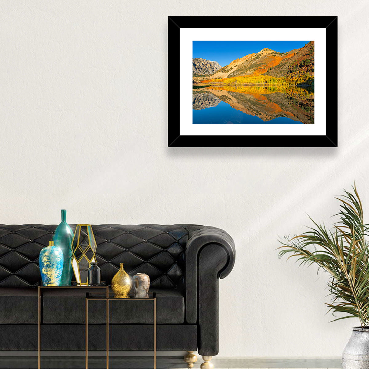 North Lake Autumn Reflection Wall Art in a room, landscape