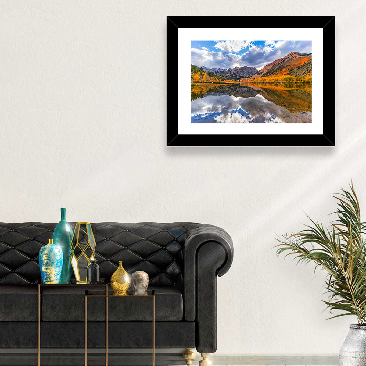 North Lake Autumn Reflection Wall Art in a room, landscape