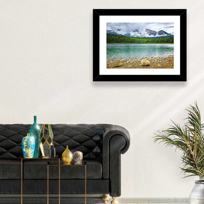 Patricia Lake Cloudy Mountains Wall Art