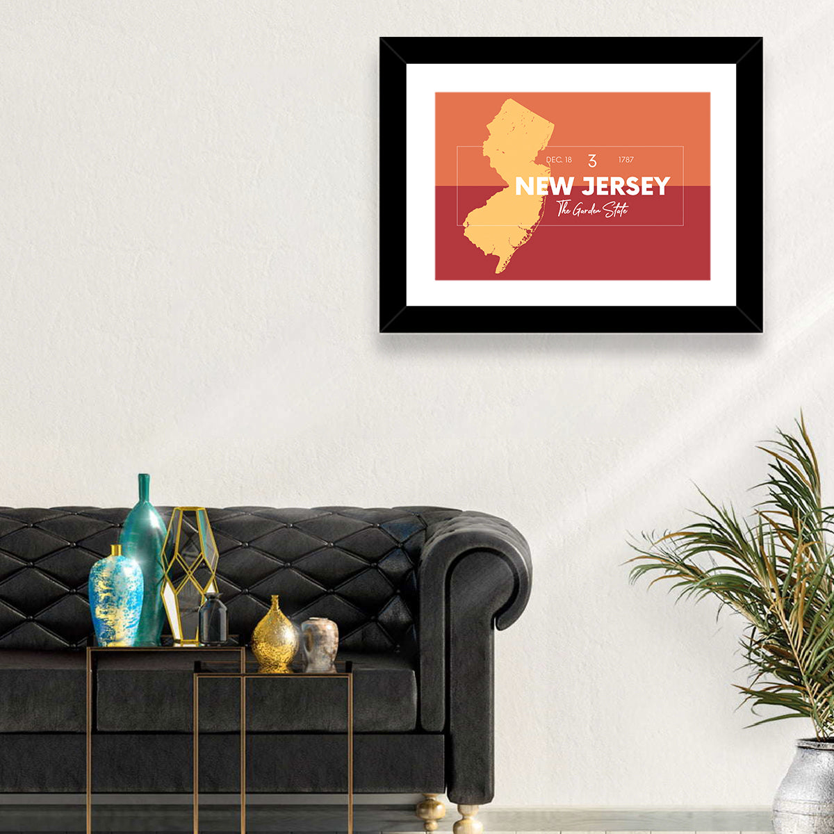 New Jersey State Map Wall Art in a room, landscape