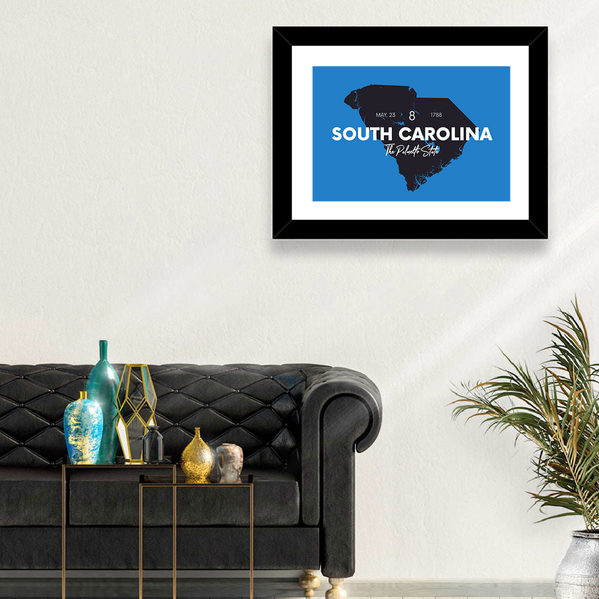 South Carolina State Map Wall Art in a room, landscape