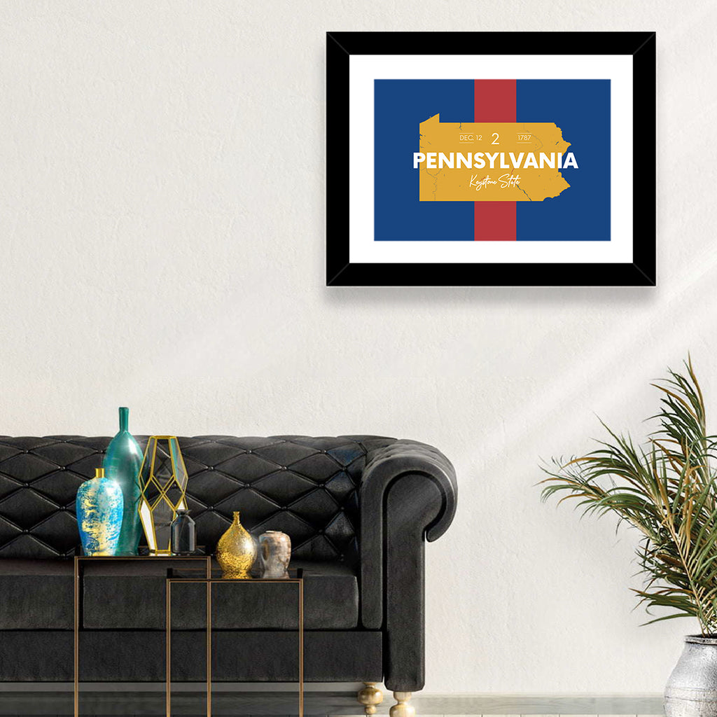 Keystone State Map Graphic Wall Art