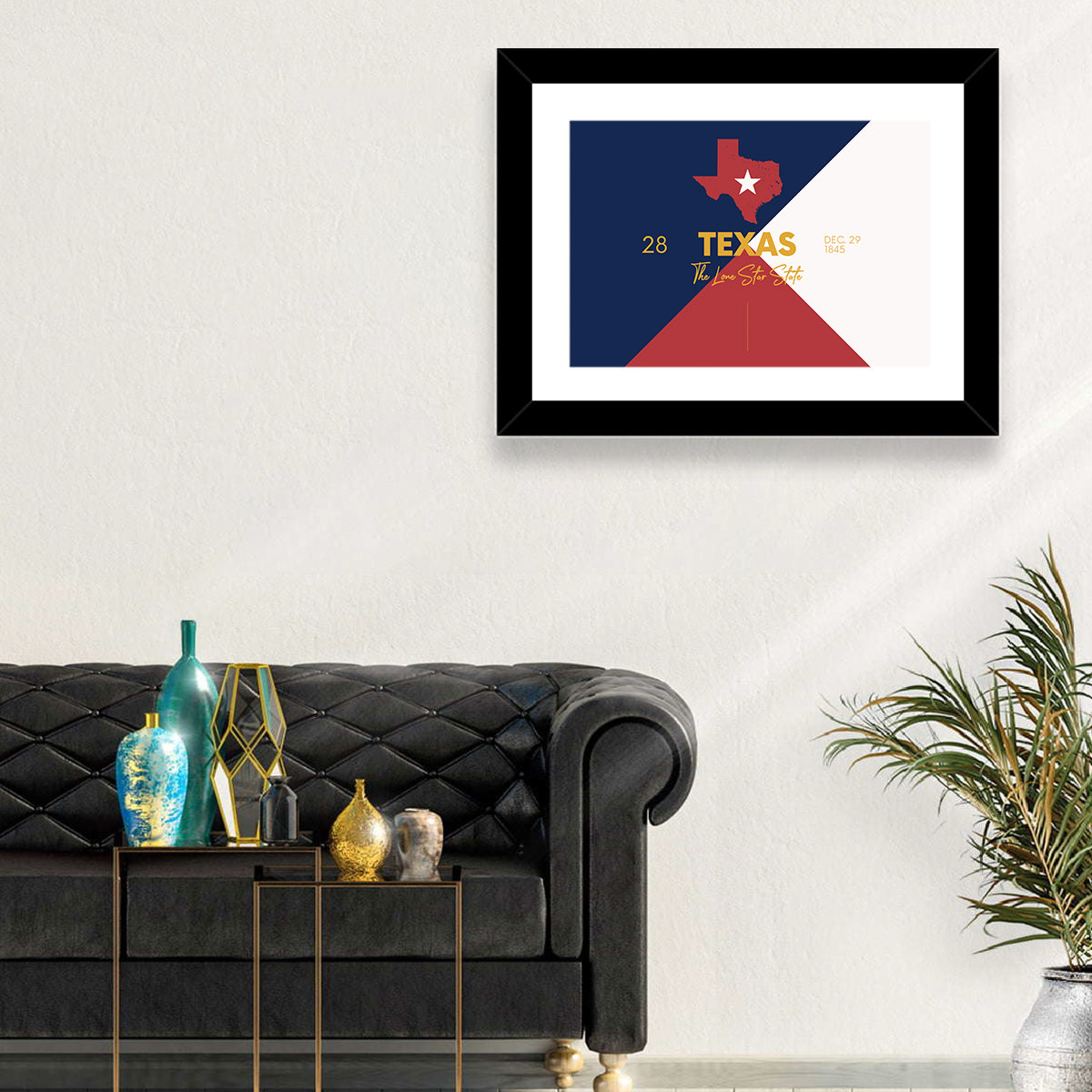 Lone Star State Map Wall Art in a room, landscape