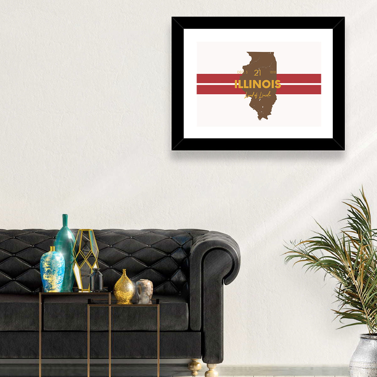 Illinois Map Land of Lincoln Wall Art