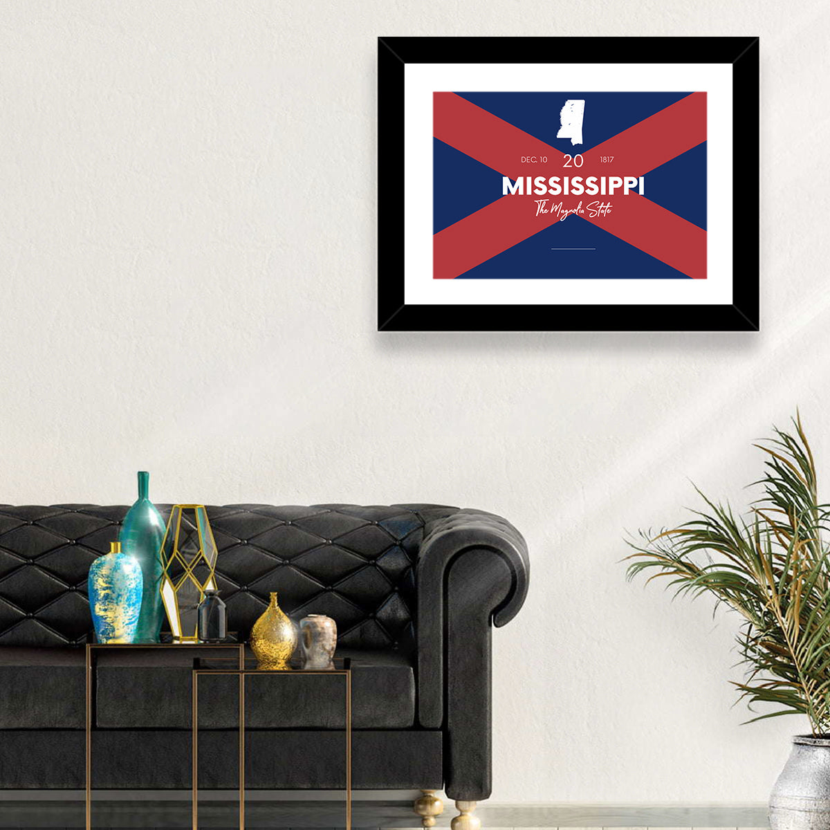 Mississippi Map, the Magnolia State Wall Art