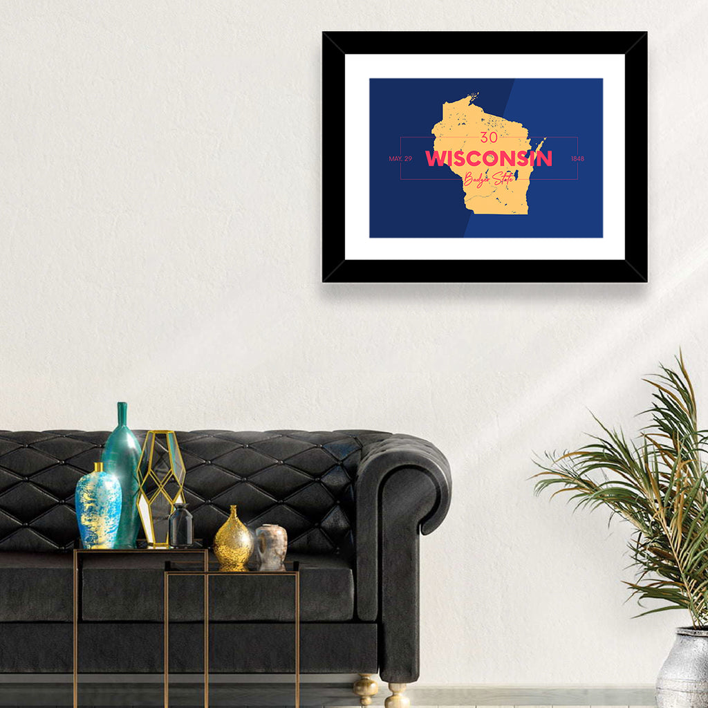 Badger State Map Wall Art