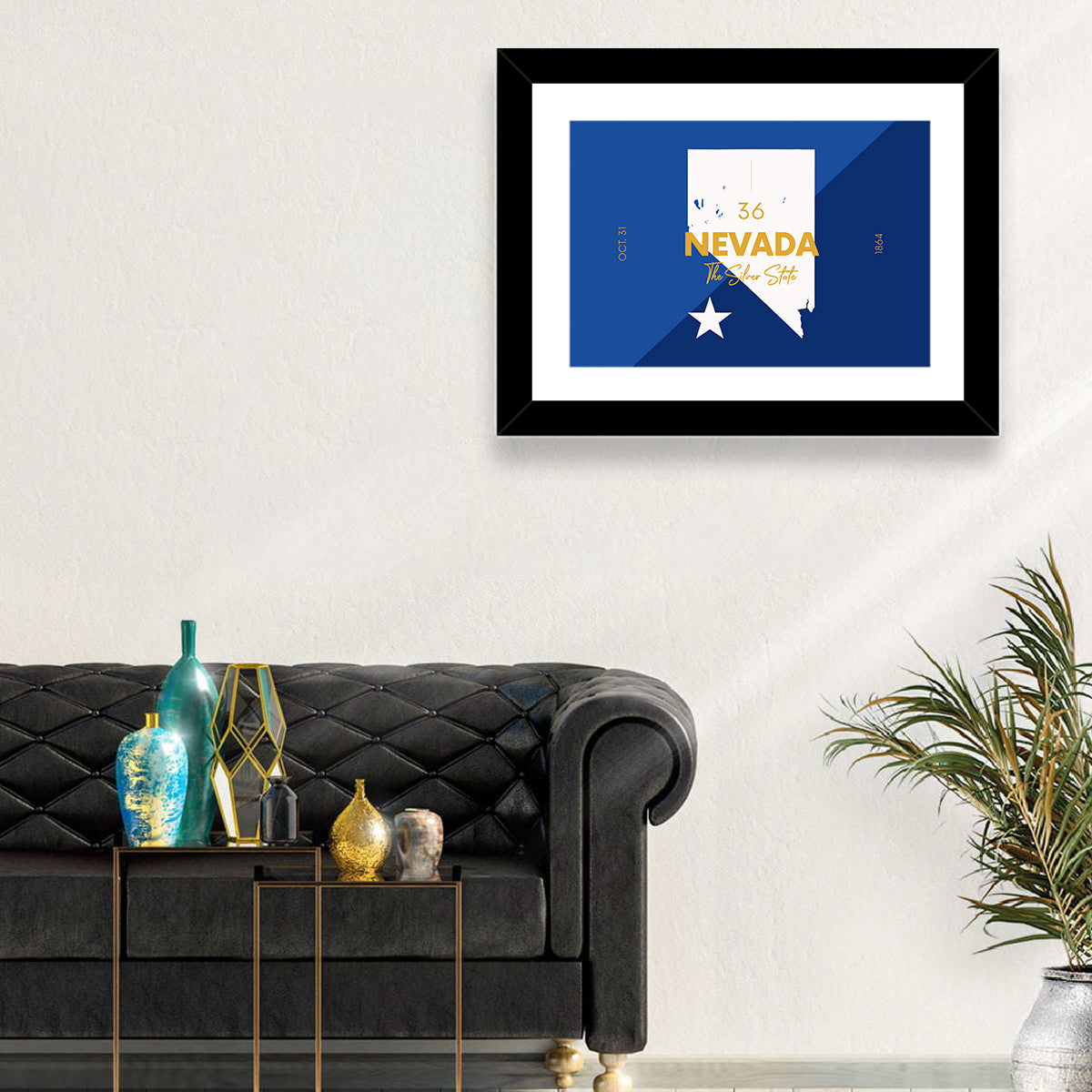 Nevada Map the Silver State Wall Art in a room, landscape