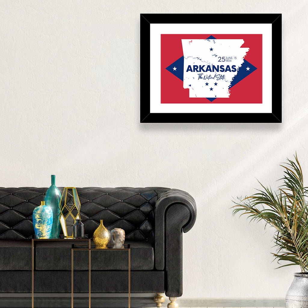 Patriotic Arkansas Map Wall Art