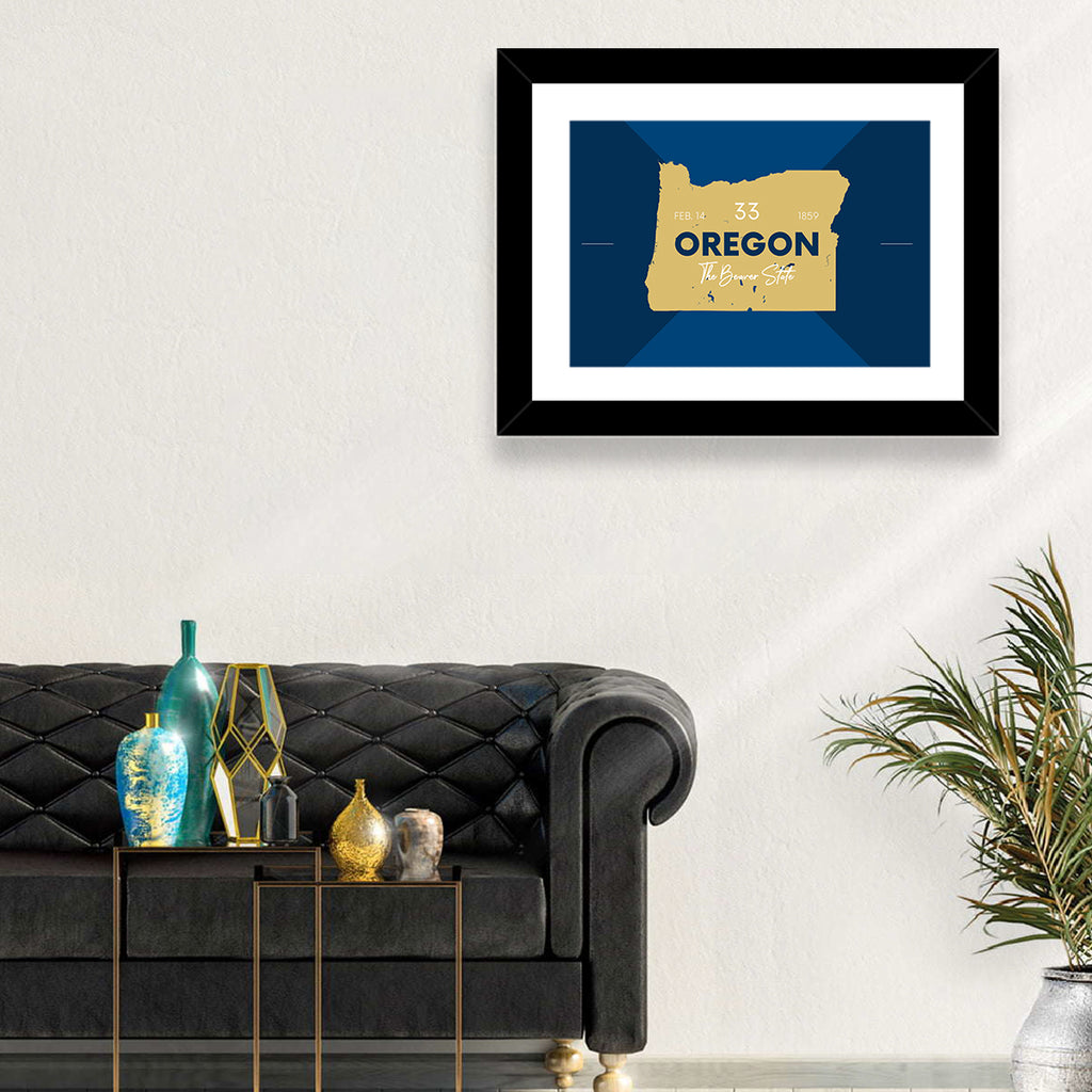 Oregon Typographic Map Wall Art