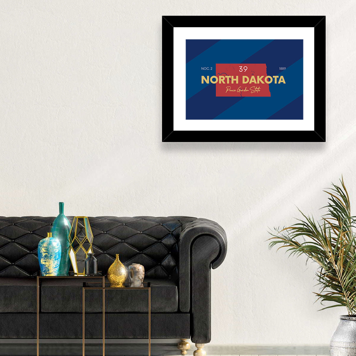North Dakota Map Graphic Number 39 Wall Art in a room, landscape