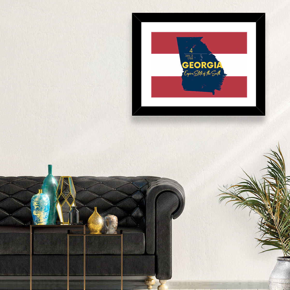 Georgia Silhouette Map Wall Art in a room, landscape