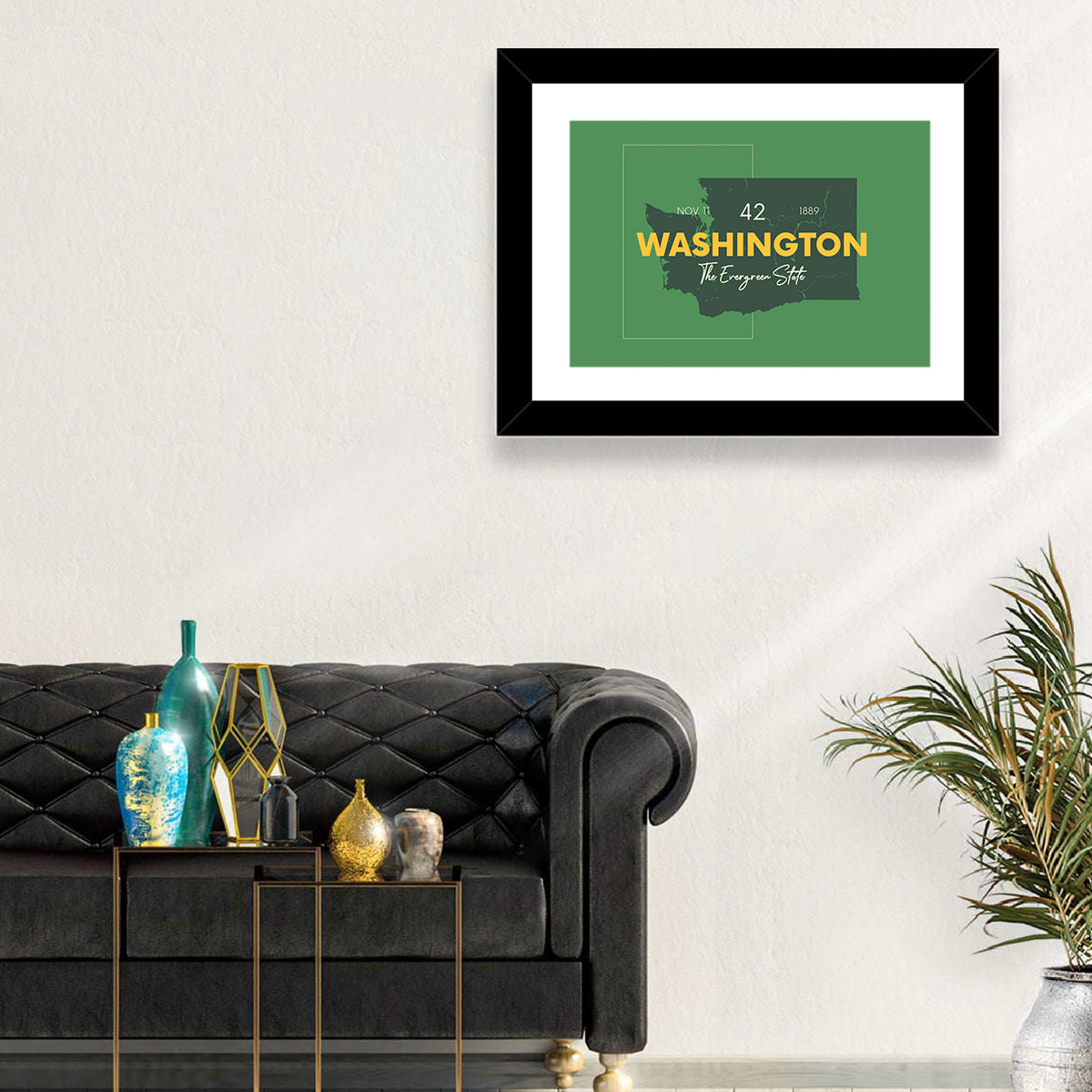 Minimalist Washington State Map Wall Art