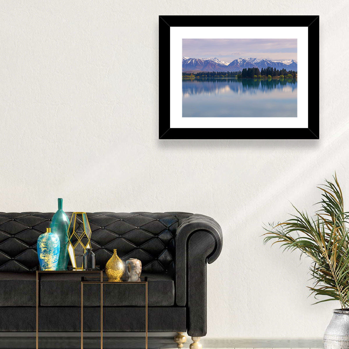 Ruataniwha Lake Reflection Wall Art in a room, landscape