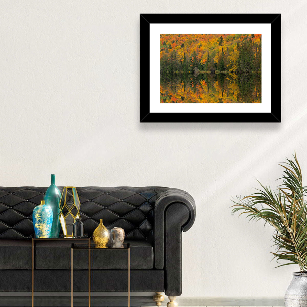 Ottawa National Forest Autumn Reflection Wall Art in a room, landscape