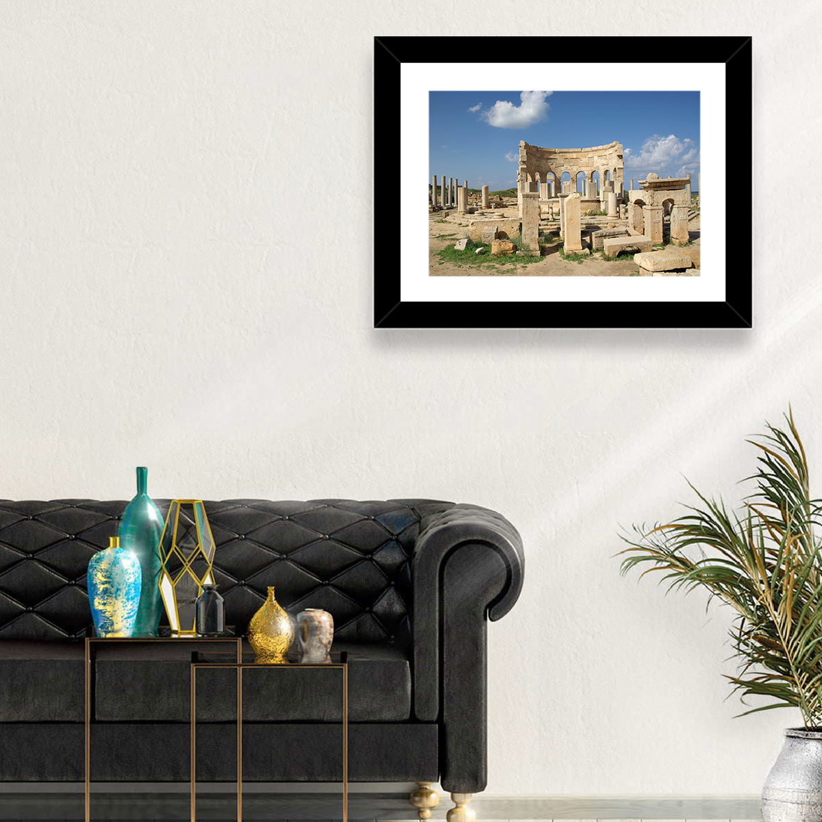 Leptis Magna Stone Ruins Wall Art in a room, landscape
