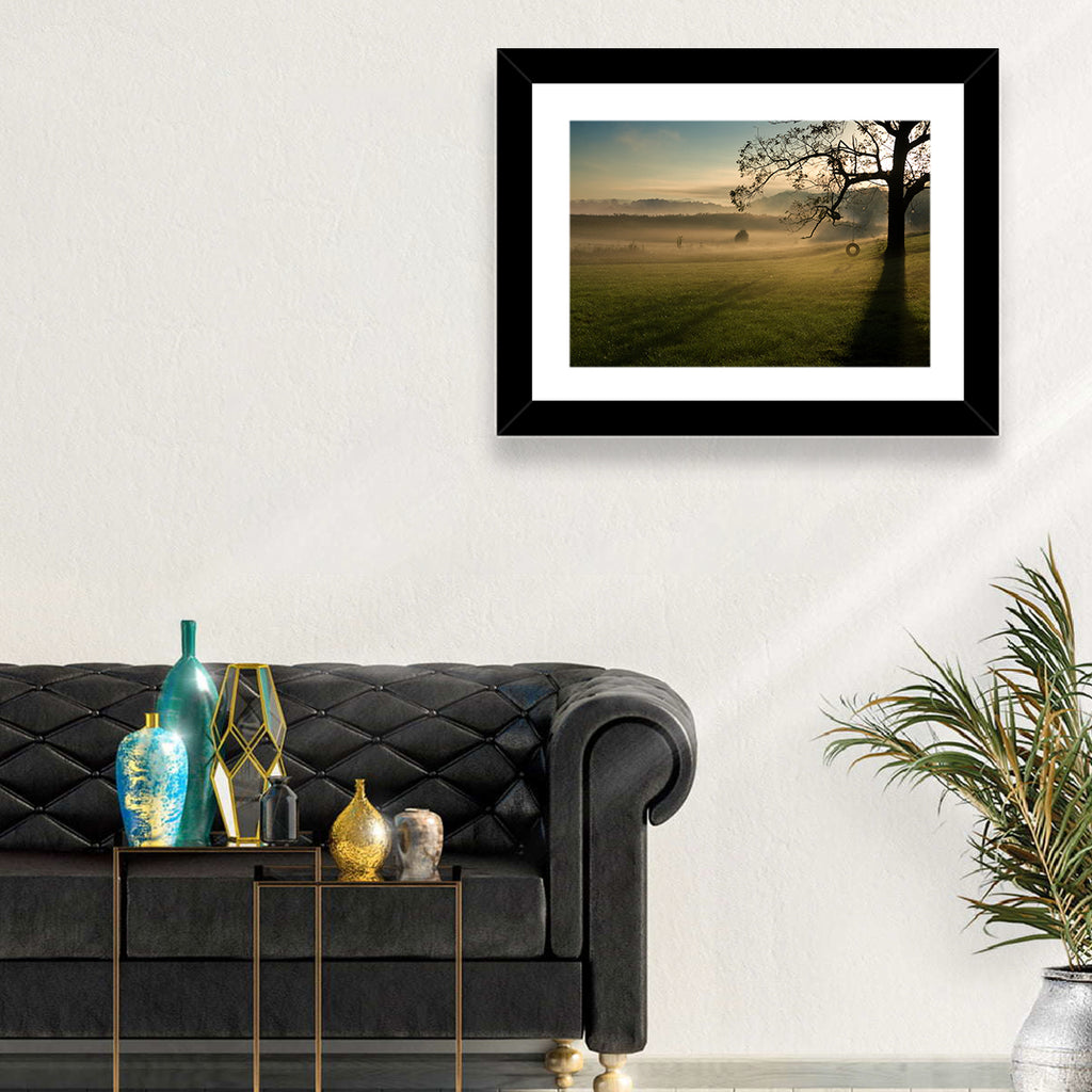 Tire Swing in Morning Mist Wall Art