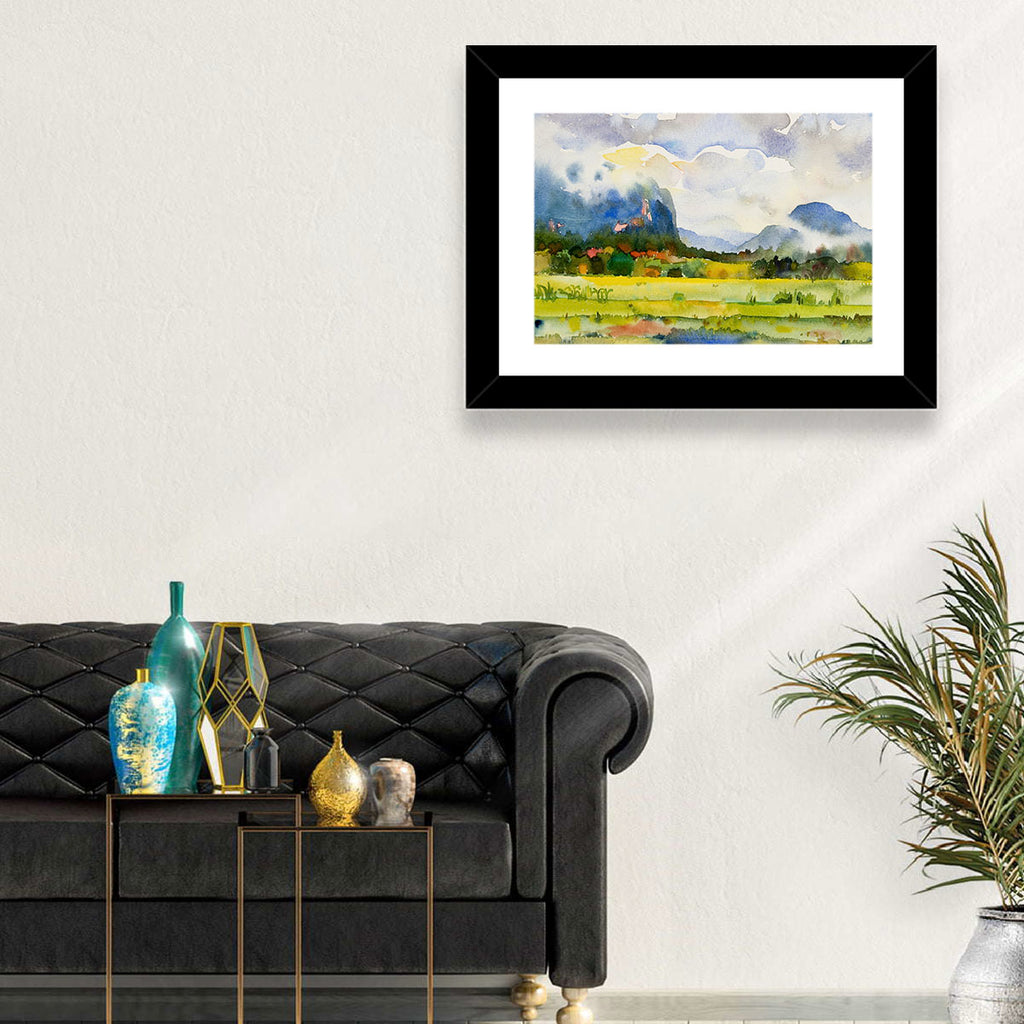 Summer Meadow Watercolor Landscape Wall Art