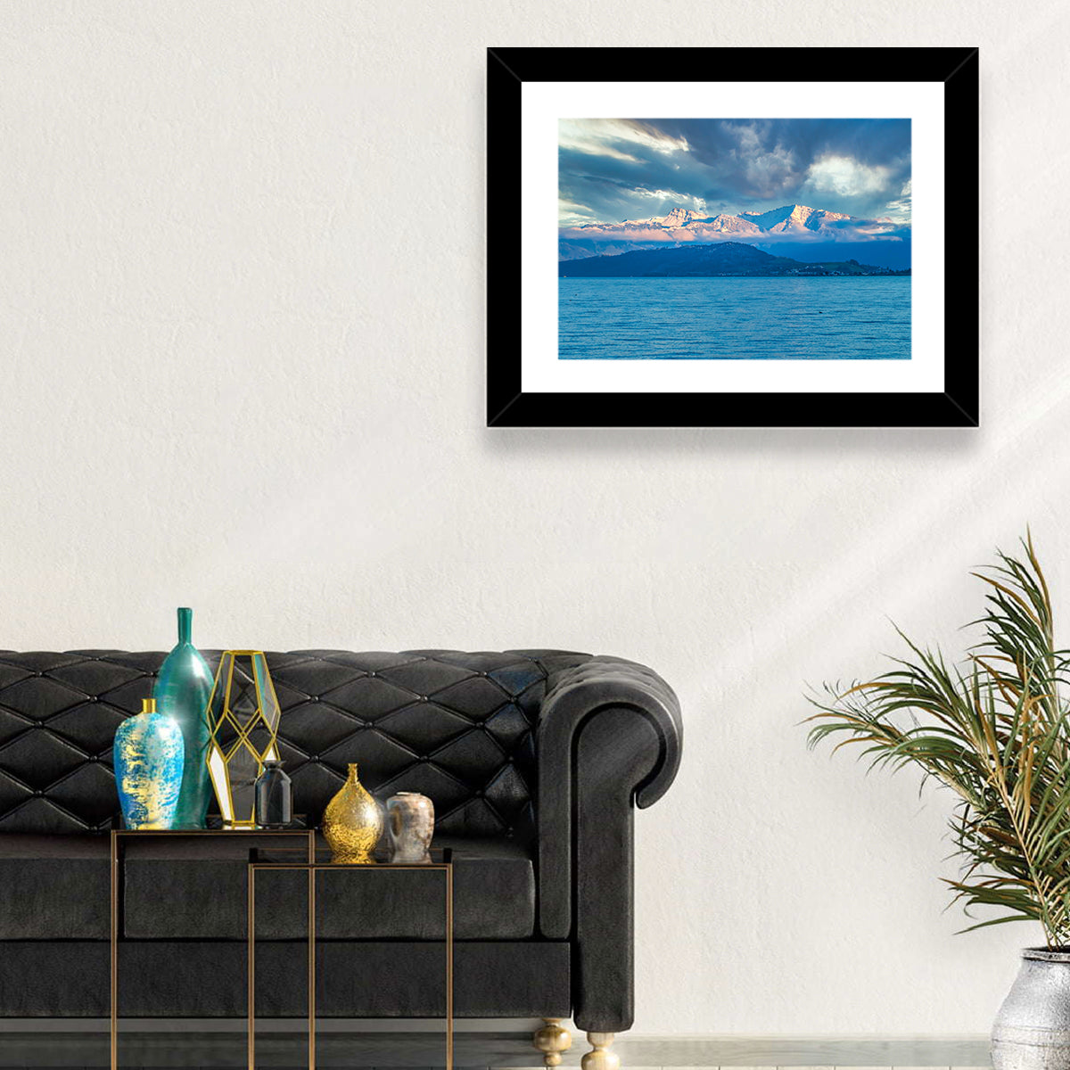 Lake Obersee Golden Hour Wall Art in a room, landscape