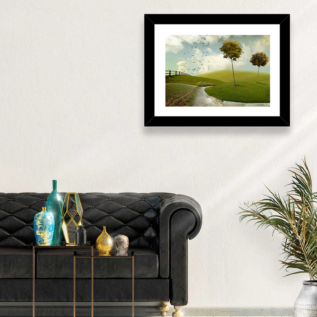 Serene Green Hills Pathscape Wall Art